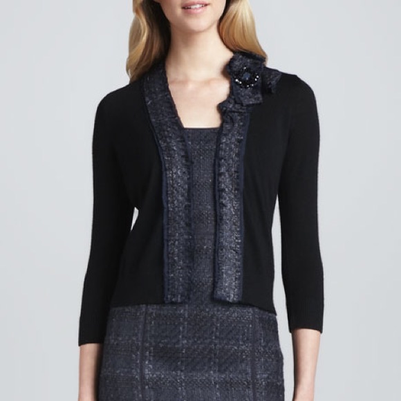 tory burch tweed trim cardigan